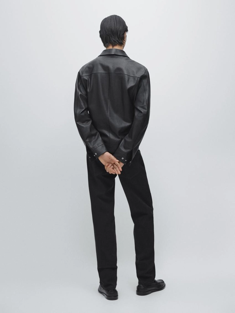 Кожаная куртка из овчины с карманами