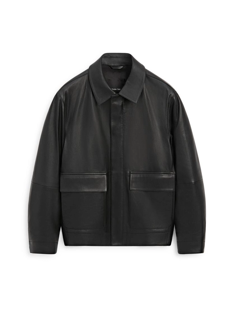 Кожаная куртка из овчины с карманами