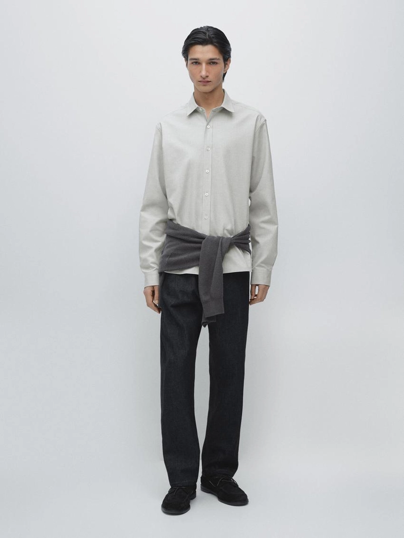 Рубашка из хлопкового смесового материала с регулярной посадкой