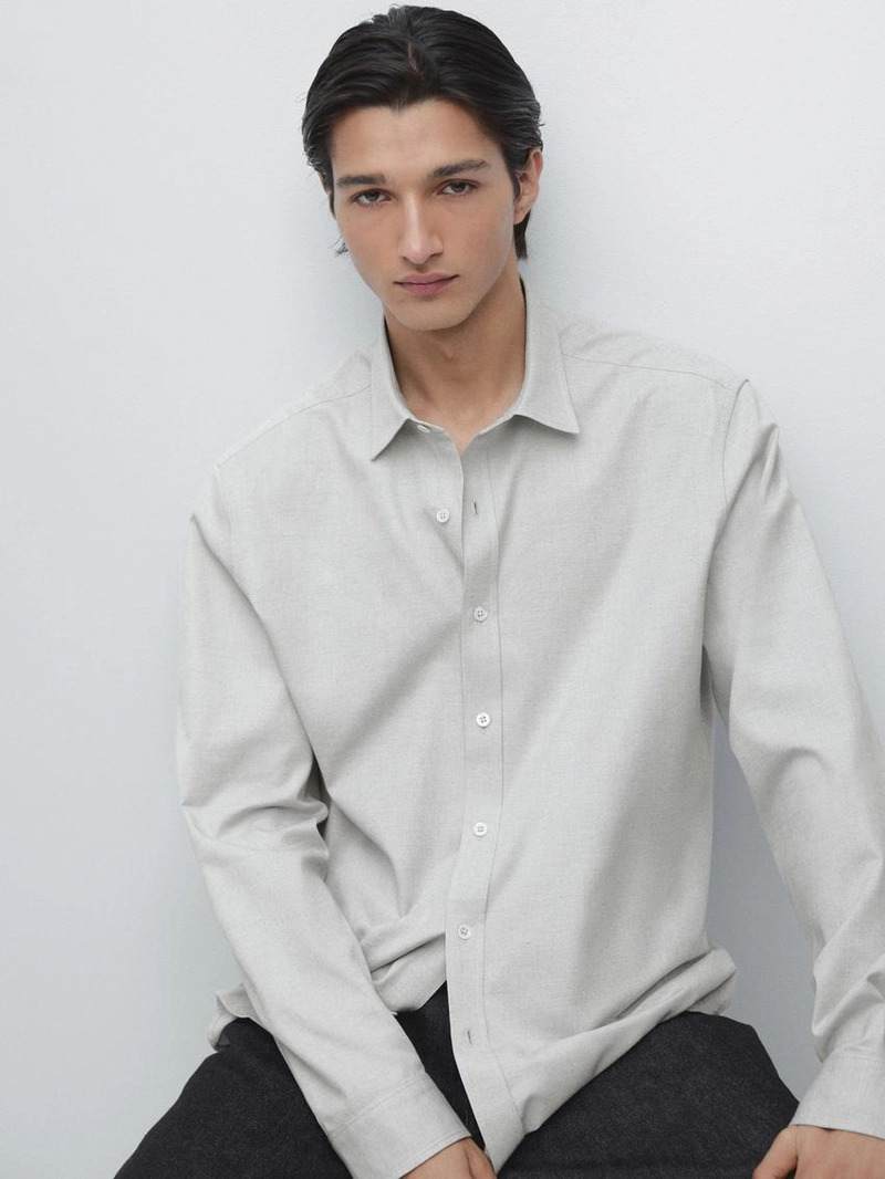 Рубашка из хлопкового смесового материала с регулярной посадкой