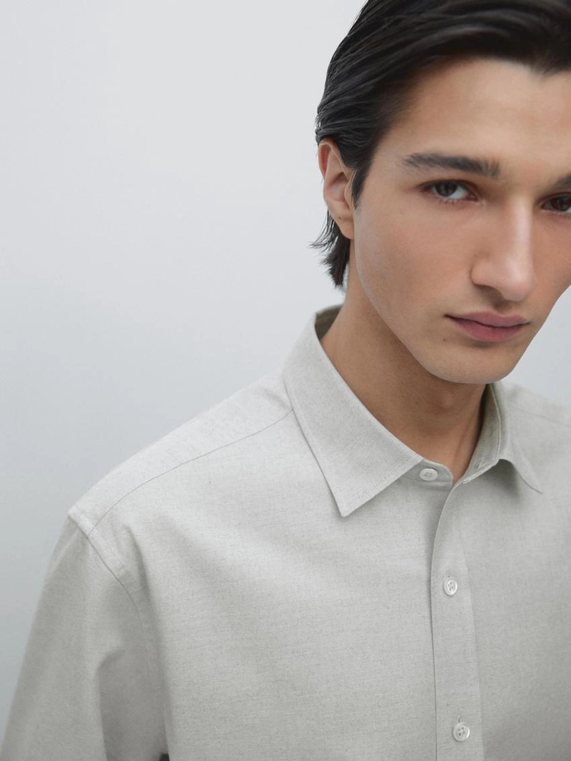 Рубашка из хлопкового смесового материала с регулярной посадкой