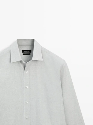 Рубашка из хлопкового смесового материала с регулярной посадкой- Заказать в России