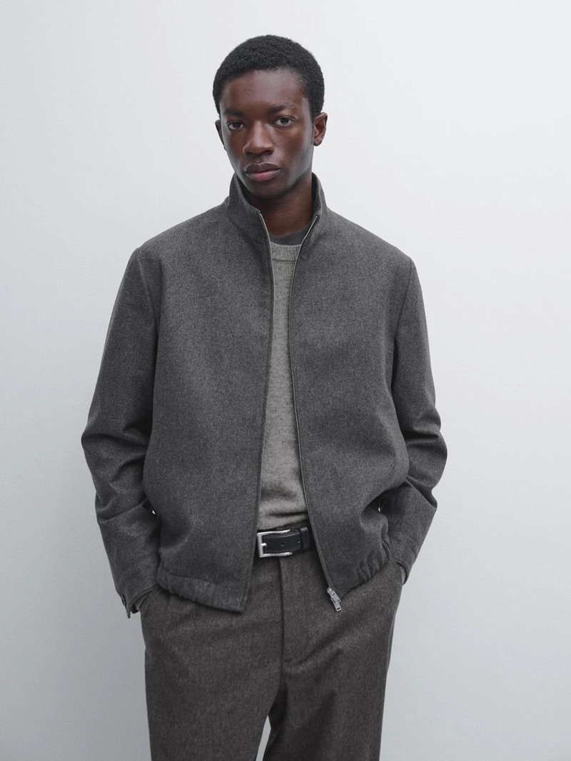 Вязаная куртка-бомбер из шерстяной смеси