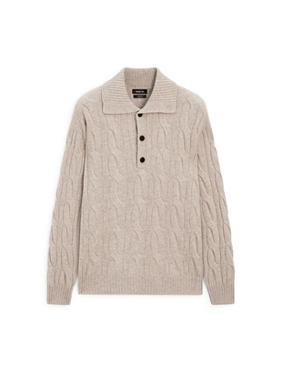 Поло-свитер с кабельным узором из 100% шерсти- Заказать в России