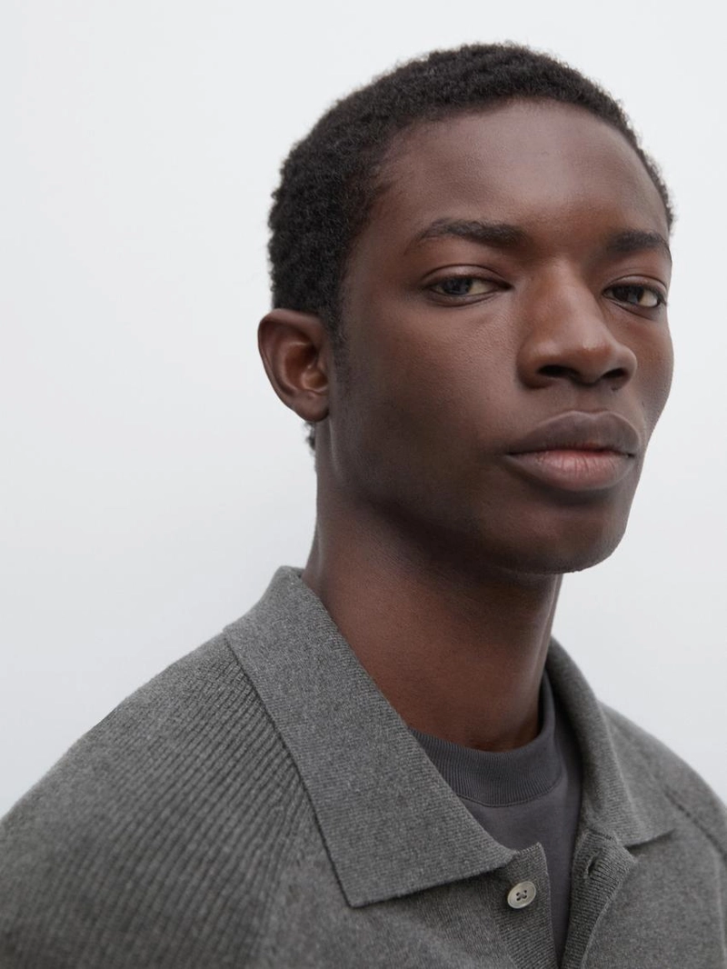 Поло-свитер из хлопково-шерстяной смеси