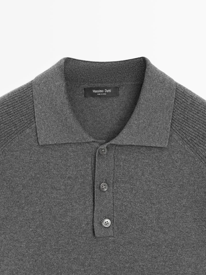 Поло-свитер из хлопково-шерстяной смеси
