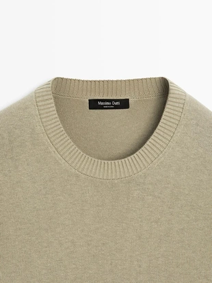 Свитер из хлопка и шерсти с круглым вырезом- Заказать в России