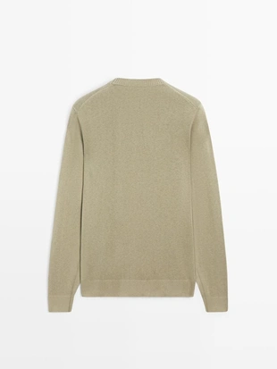 Свитер из хлопка и шерсти с круглым вырезом- Заказать в России