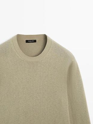 Свитер из хлопка и шерсти с круглым вырезом- Заказать в России