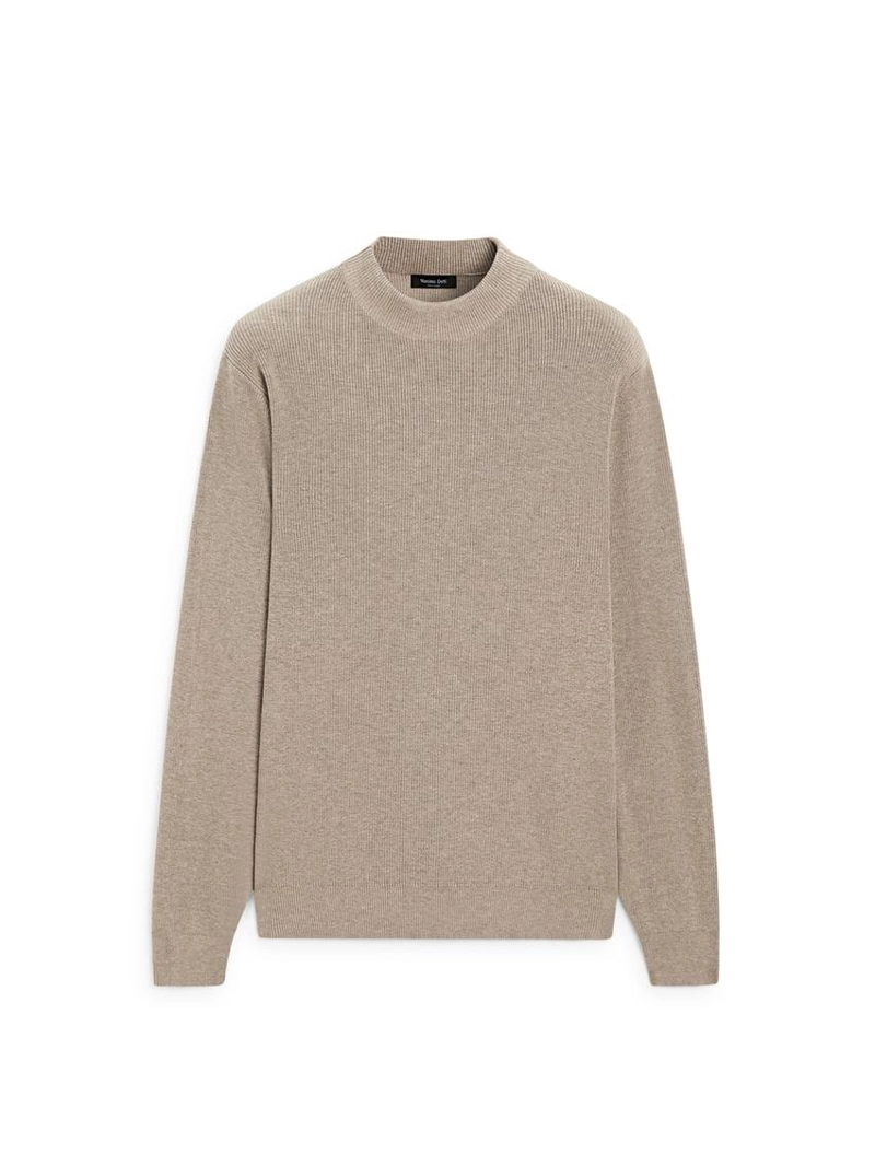 Свитер из смесовой хлопковой пряжи с высоким воротником