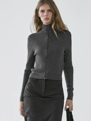 Кардиган из шерсти на молнии- Заказать в России