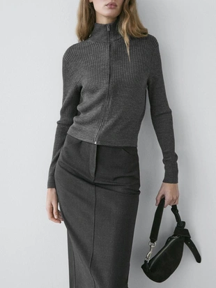 Кардиган из шерсти на молнии- Заказать в России