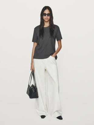 Купить Massimo Dutti Футболка с круглым вырезом из 100% хлопкового интерлока