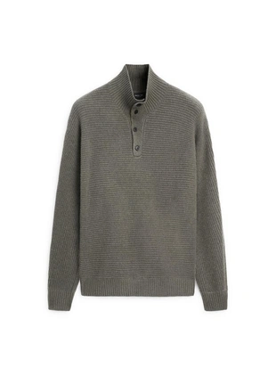 Пуловер из вязаного материала с воротником на пуговицах- Заказать в России
