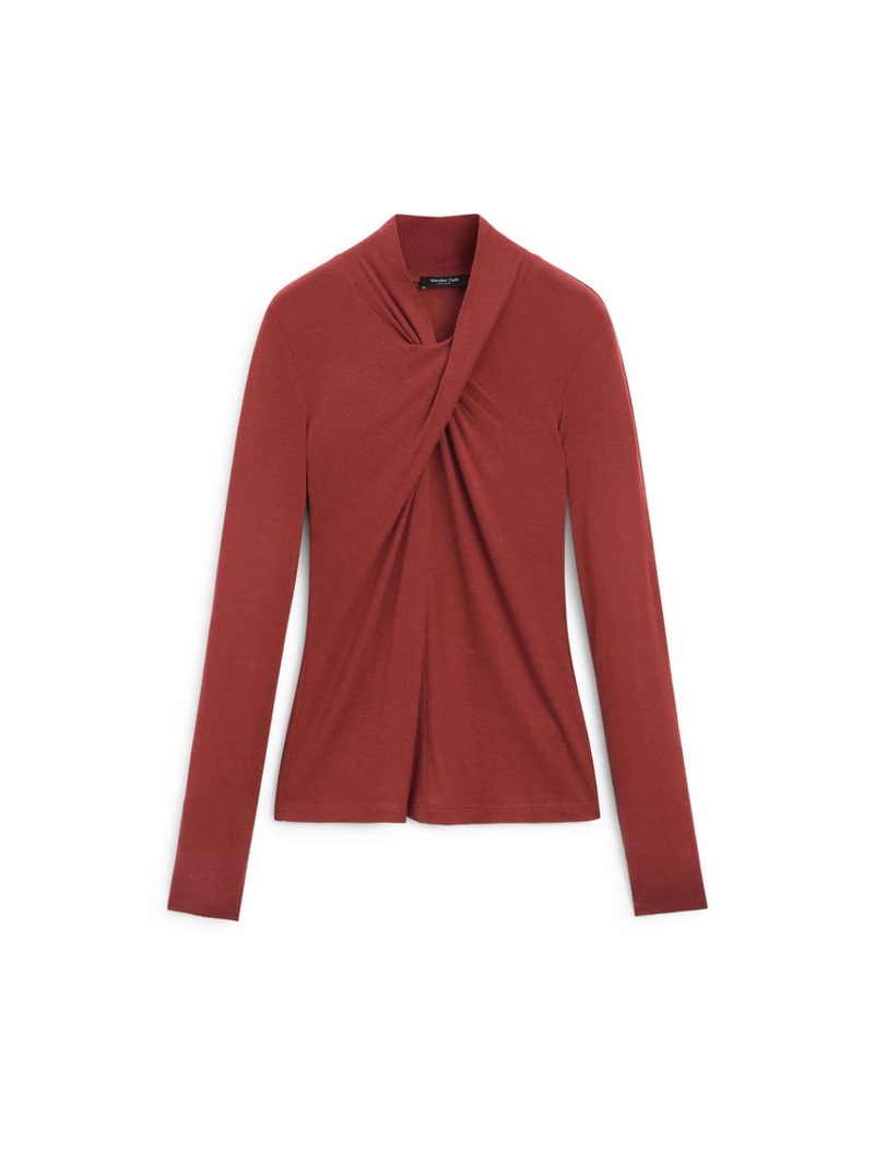 Топ из ленсели и шерсти с перекрестным декольте