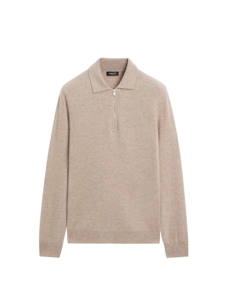 Поло-свитер из вязаного шерстяного микса с молнией