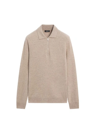 Поло-свитер из вязаного шерстяного микса с молнией- Заказать в России