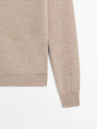 Поло-свитер из вязаного шерстяного микса с молнией- Заказать в России