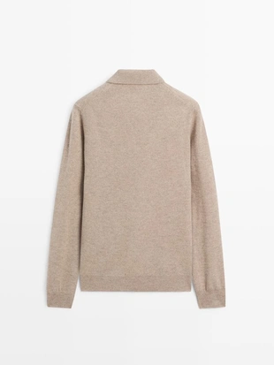 Поло-свитер из вязаного шерстяного микса с молнией- Заказать в России