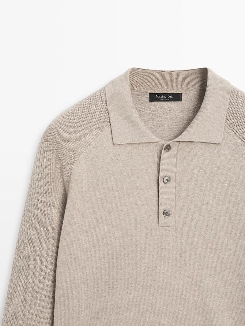 Поло-свитер из хлопкового микса