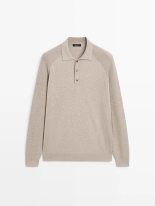 Поло-свитер из хлопкового микса- Заказать в России