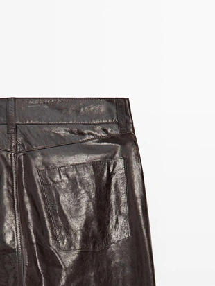 Брюки из овечьей кожи с отделкой нубуком- Заказать в России