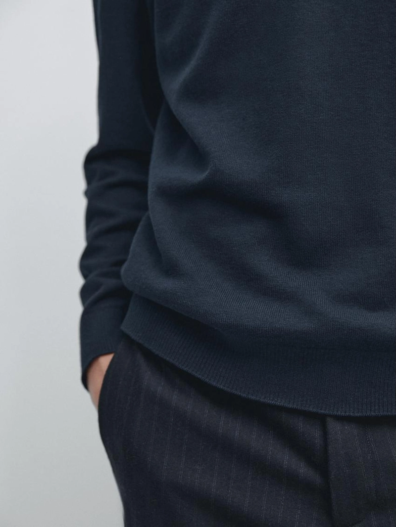 Свитер из хлопка и шерсти с круглым вырезом