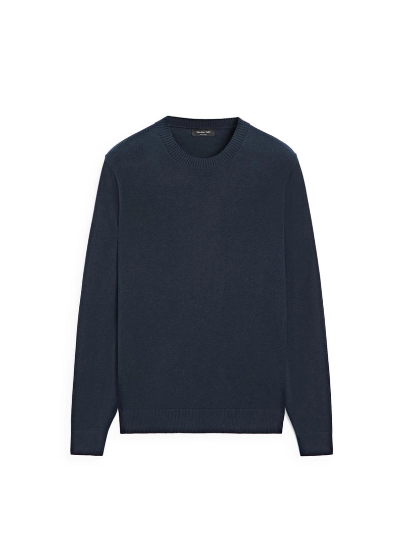 Свитер из хлопка и шерсти с круглым вырезом