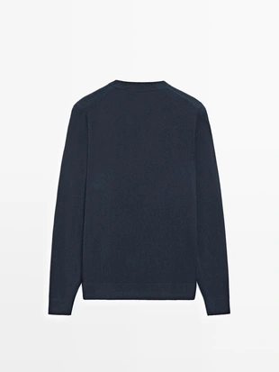 Свитер из хлопка и шерсти с круглым вырезом- Заказать в России