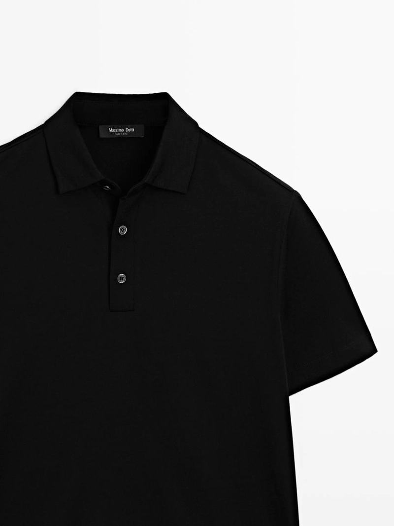 Поло из шерстяной смеси с коротким рукавом