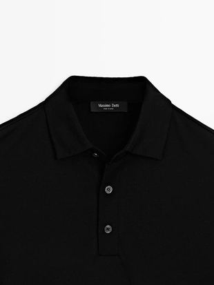 Поло из шерстяной смеси с коротким рукавом- Заказать в России