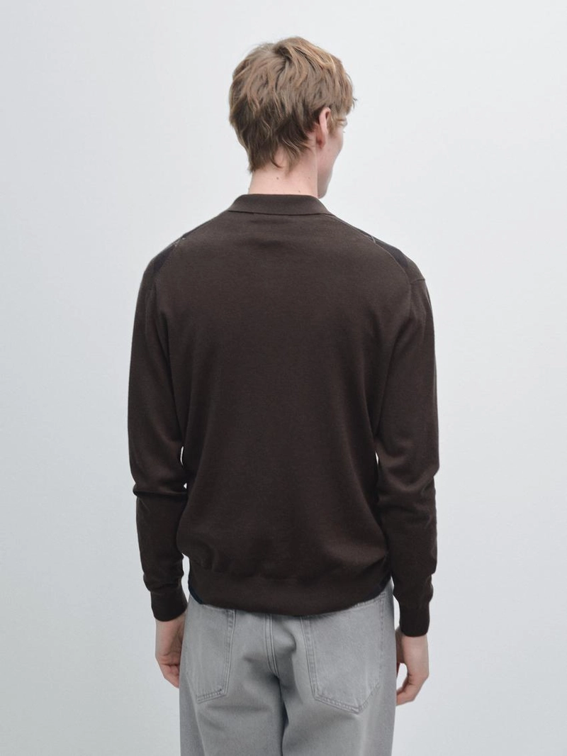 Поло-свитер с воротником стойкой и аргайловым узором из шерстяной смеси