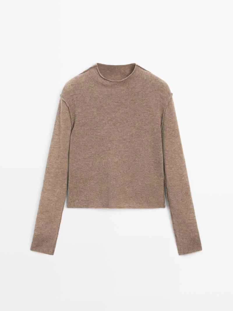 Свитер из шерстяной смеси с манжетами-воротником