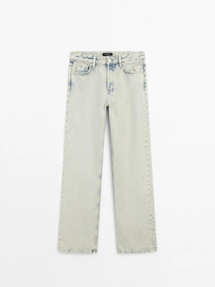 Джинсы с широкими штанинами и средней посадкой- Заказать в России