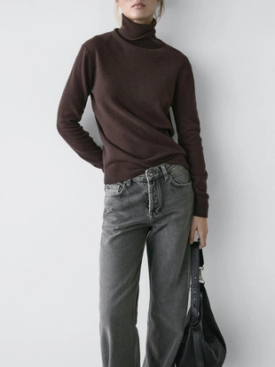 Джинсы с широкими штанинами и средней посадкой- Заказать в России