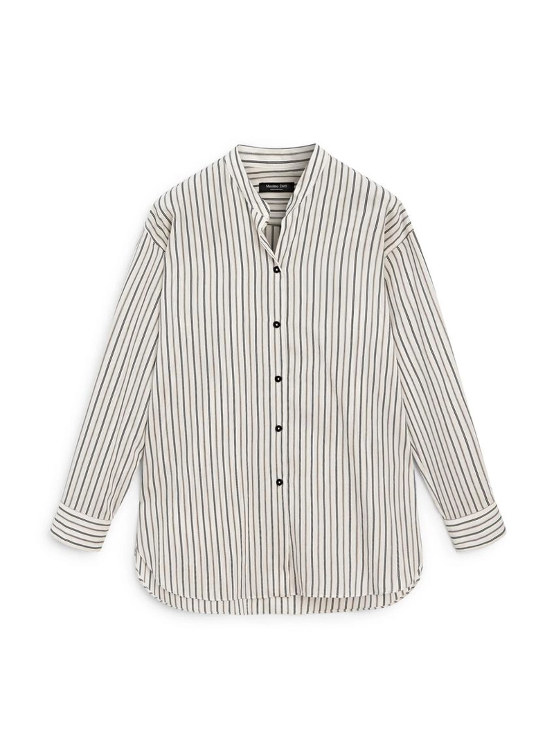 Рубашка с полосками и стойкой воротничок