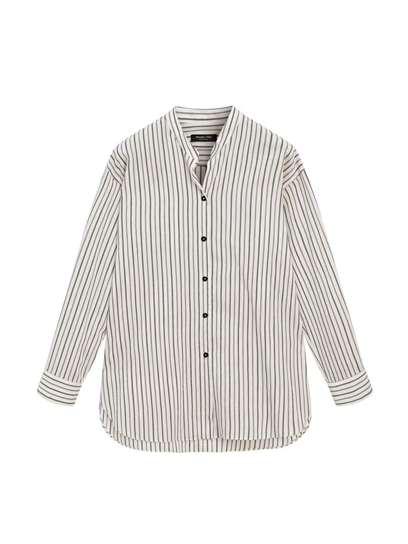 Рубашка с полосками и стойкой воротничок