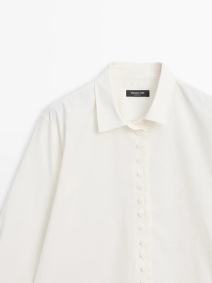 Рубашка из 100% хлопка с пуговицами- Заказать в России