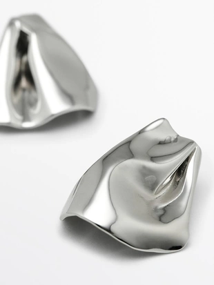 Средние серьги с складками- Заказать в России