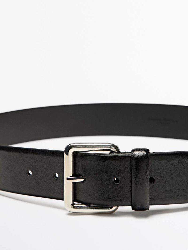 Кожанный ремень с квадратной пряжкой