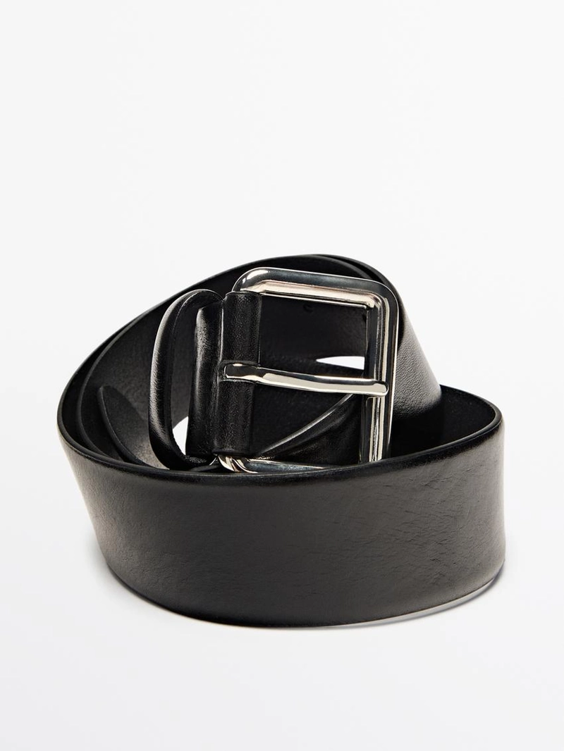 Кожанный ремень с квадратной пряжкой