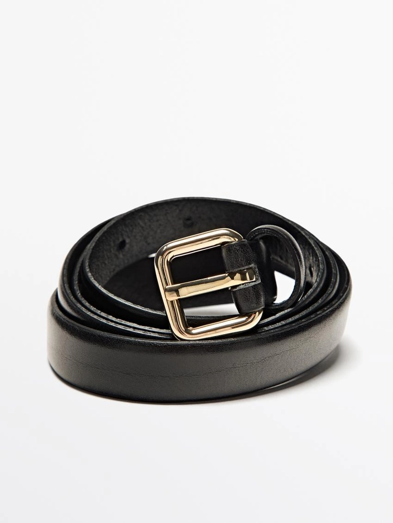 Кожанный ремень с квадратной пряжкой