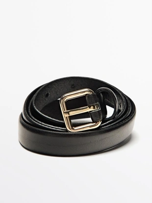 Кожанный ремень с квадратной пряжкой- Заказать в России