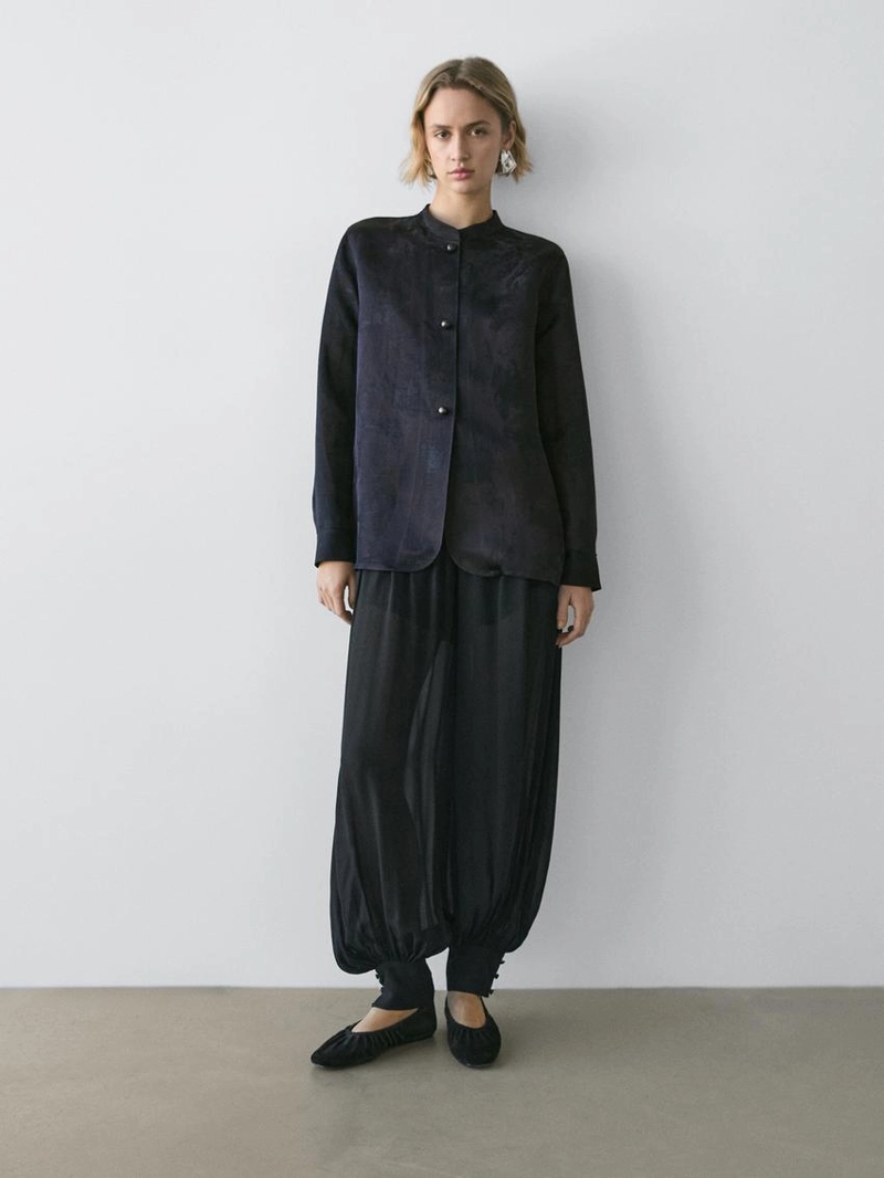 Рубашка с жаккардовым узором и свободным кроем