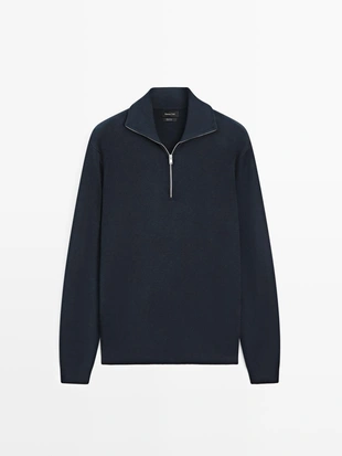 Свитер с четвертью застежки из 100% хлопка- Заказать в России