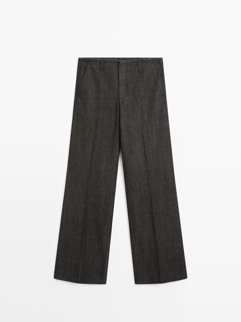 Джинсы со средней посадкой и широкими штанинами