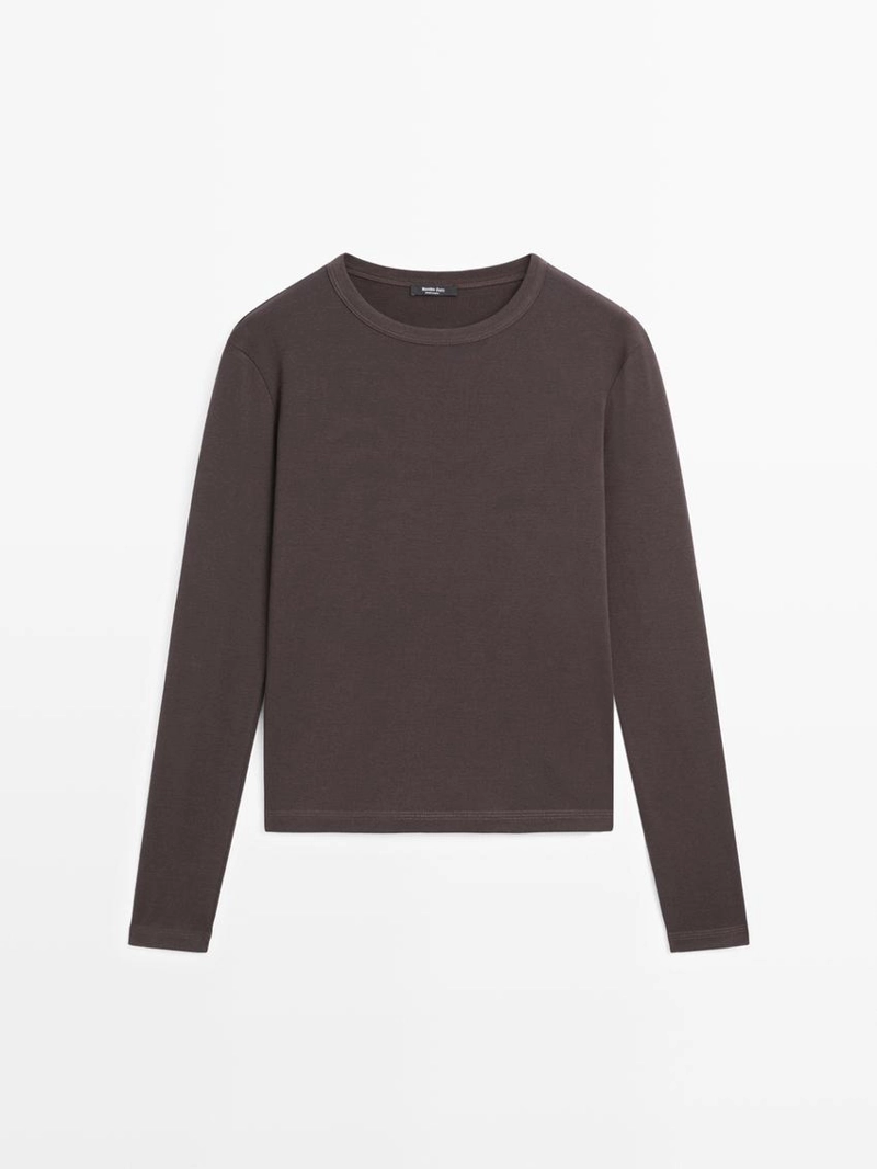 Майка с длинным рукавом из меланжевого трикотажа