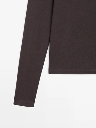 Майка с длинным рукавом из меланжевого трикотажа- Заказать в России