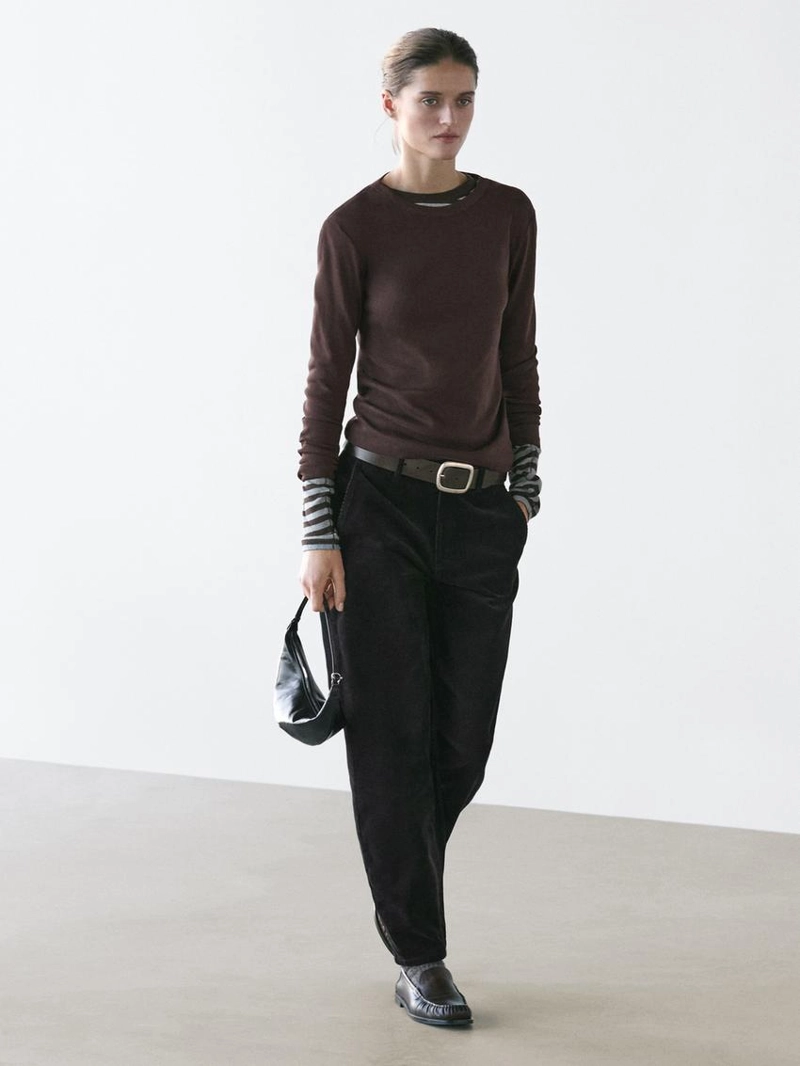 Майка с длинным рукавом из меланжевого трикотажа