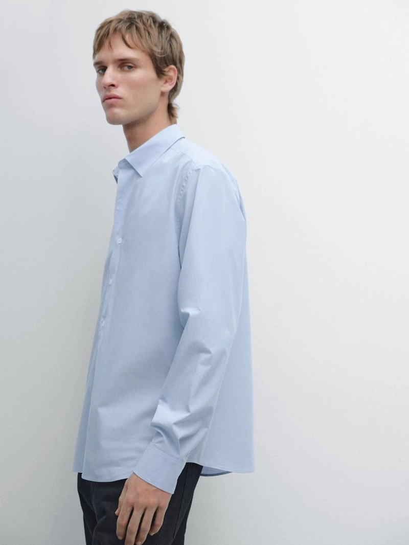 Рубашка из поплина в полоску с облегающим кроем